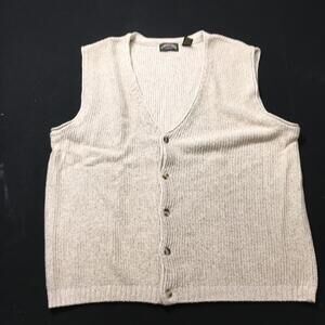 Cambridge Classics 100% Cotton beige Knit Sweater XL button up VEST